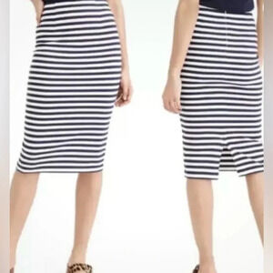 J. Crew striped knit pencil skirt Navy white cotton Women’s size 2 NWT Nautical